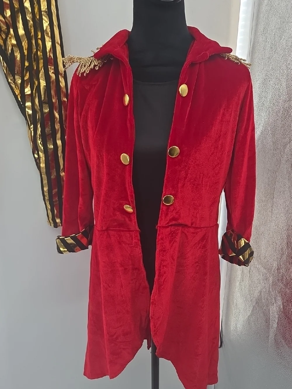 Kids Red Ringmaster Costume with Gold Trim